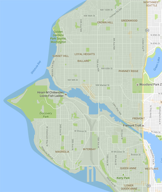 map of NW Seattle